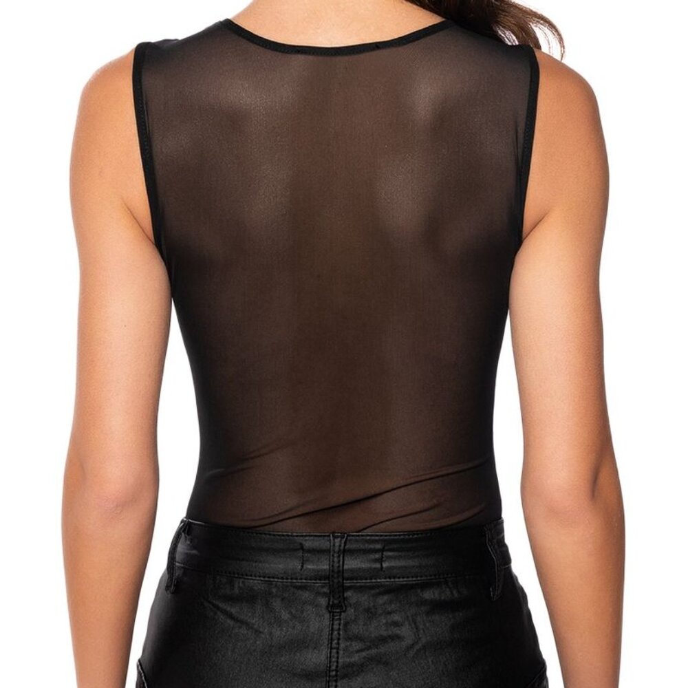 Xena See Me: Mesh Panel Cut Out Plus Size Bodysuit 1X - Picture 4 of 7
